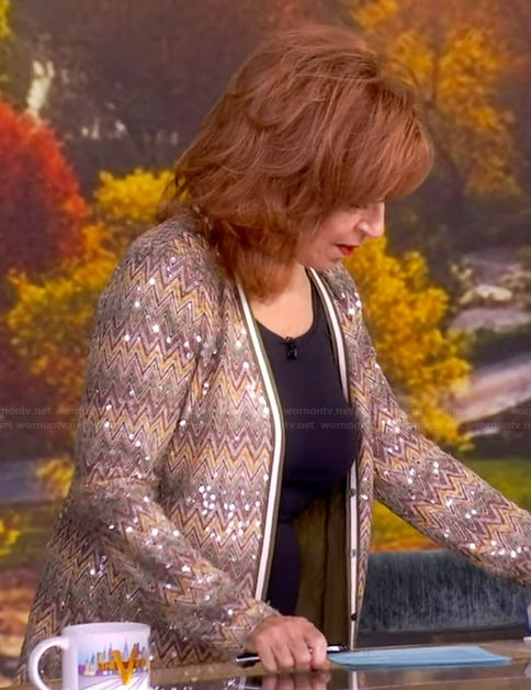 Joy's chevron metallic cardigan on The View