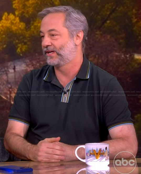 Judd Apatow's stripe trim polo on The View