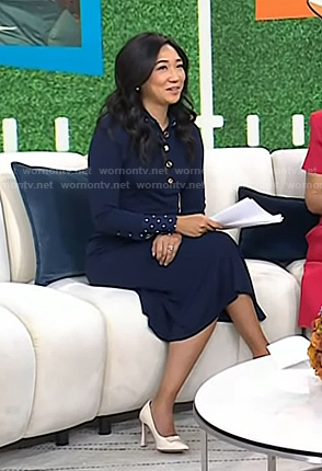 Kathy Park's navy polka dot dress on Today