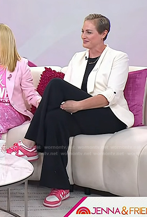 Katie Schumacher-Cawley's white and pink sneakers on Today