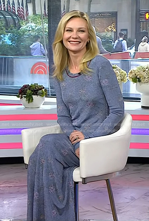 Kirsten Dunst's blue floral maxi dress on Today