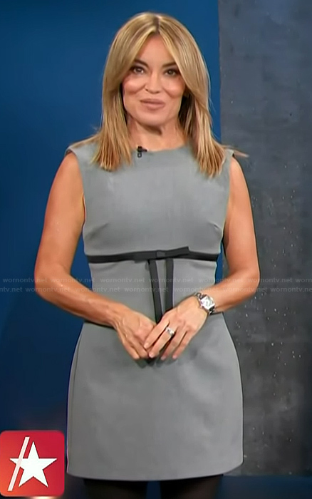 Kit's gray bow front mini dress on Access Hollywood