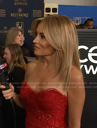 Kit's red lace strapless dress on Access Hollywood