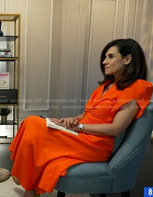 Lama Hasan's orange ruched front dress on Good Morning America