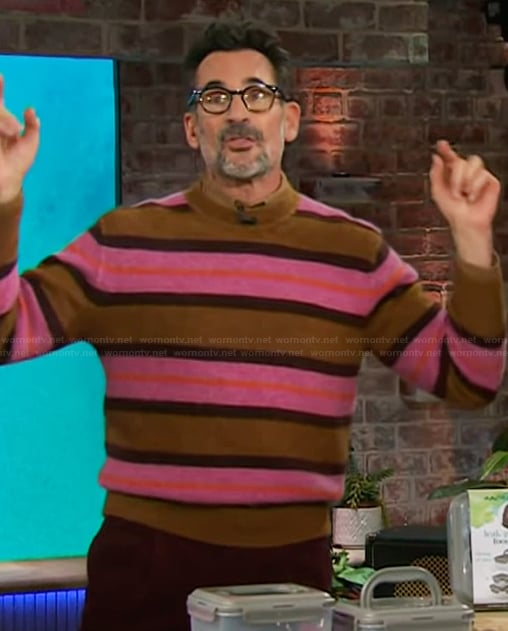 Lawrence Zarian's striped wool sweater on The Kelly Clarkson Show