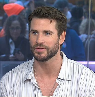 Liam Hemsworth's white striped button down shirt on Today