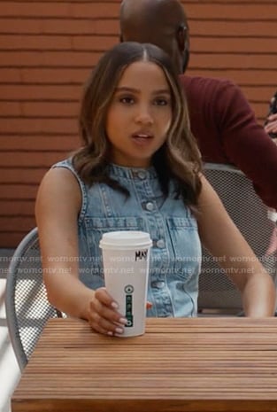 Mady's sleeveless denim top on 9-1-1