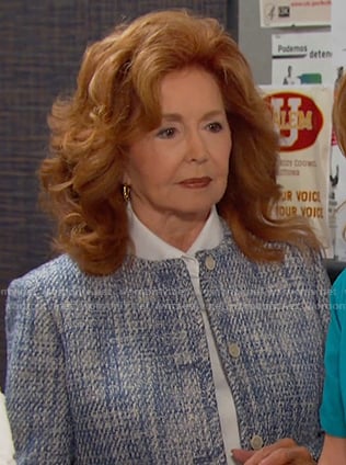 Maggie's blue plaid jacket on Days of our Lives