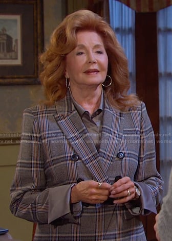 Maggie's grey plaid blazer on Days of our Lives