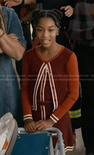 Mara's red cardigan on 9-1-1