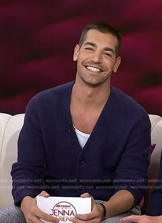Matt Rogers's purple v-neck cardigan on Today