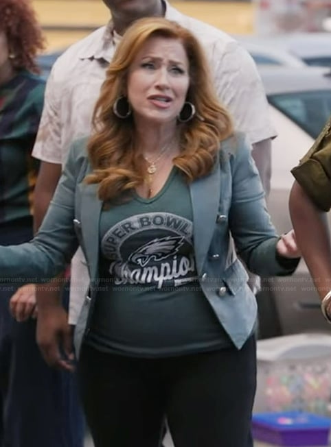 Melissa's green leather jacket on Abbott Elementary