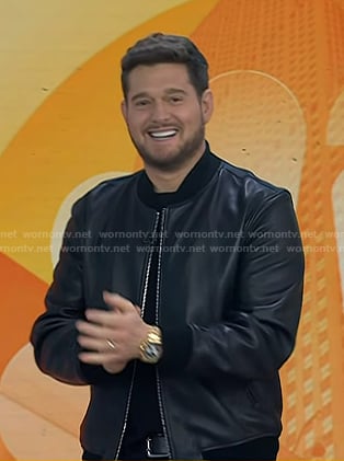 Michael Bublé's black leahter zip jacket on Today