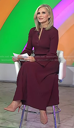 Misty Belles's burgundy ribbed knit dress on Today