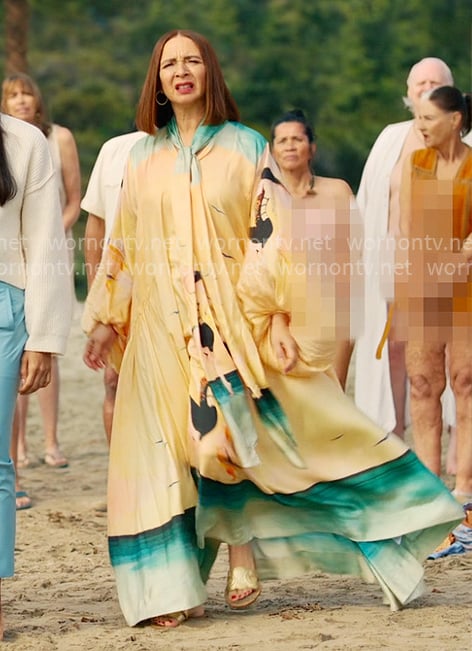 Molly's beach print tie-neck maxi dress on Loot