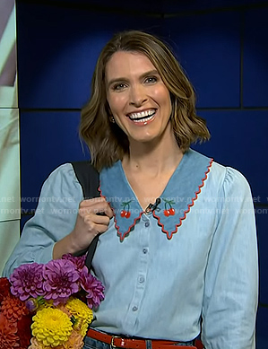 Molly's blue embroidered collar blouse on Today
