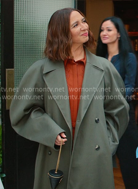 Molly's olive oversized coat and cone bag on Loot