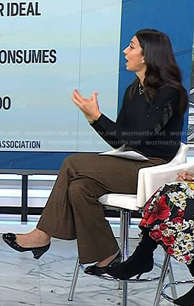 Natalie's black sweater and brown plaid pants on Today