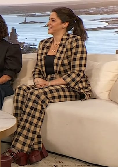 Nava Kavelin's check print blazer and pants on The Drew Barrymore Show
