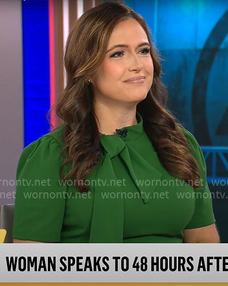 Nikki Battiste's green tie-neck dress on CBS Mornings