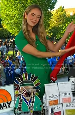 Olivia Jordan's green ribbed button front dress on Today