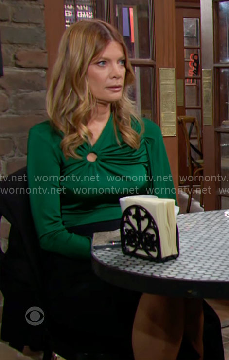 Phyllis's green ring cutout top on The Young and the Restless