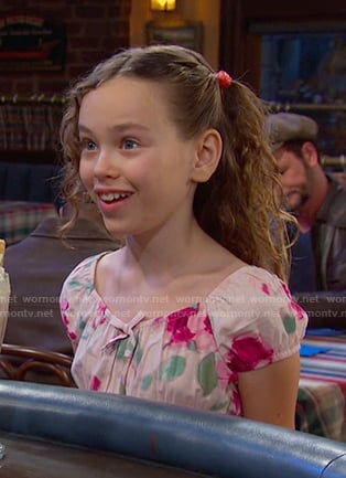 Rachel's pink floral smocked waist dress on Days of our Lives