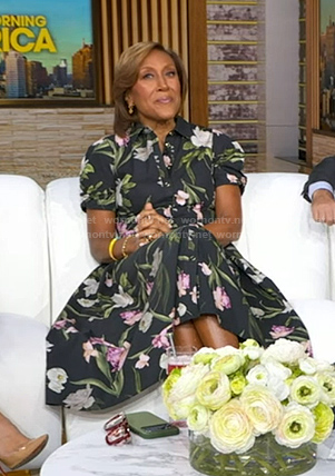 Robin's black floral puff sleeve shirtdress on Good Morning America