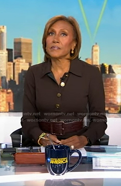 Robin's brown long sleeve polo dress on Good Morning America