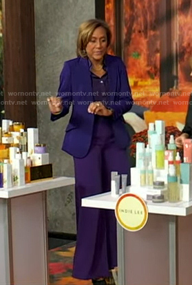 Robin's purple blazer and wide-leg pants on Good Morning America