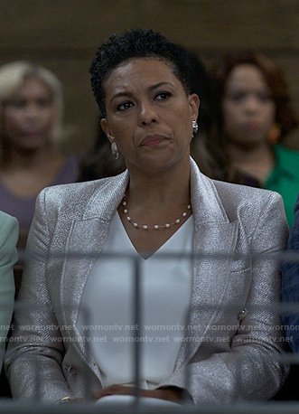 Rosie's metallic blazer on Reasonable Doubt