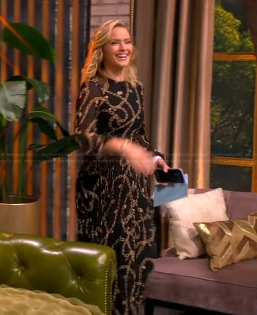 Sara's black chain print maxi dress on The View