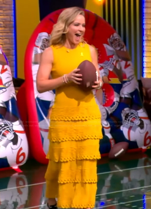 Sara's yellow crochet tiered dress on The View