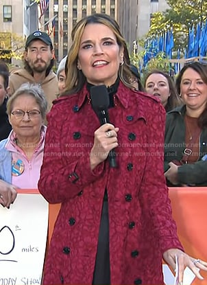 Savannah's red lace trench coat on Today