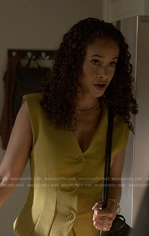 Shanelle's yellow vest and pants on Reasonable Doubt