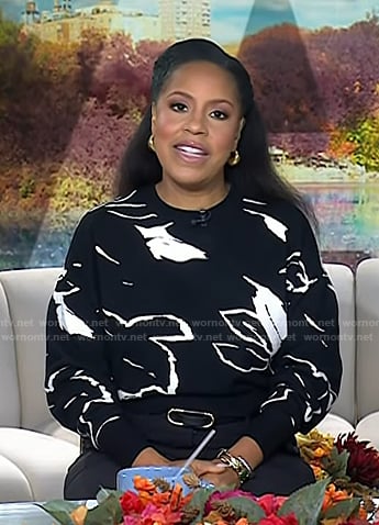 Sheinelle's black floral sweater on Today
