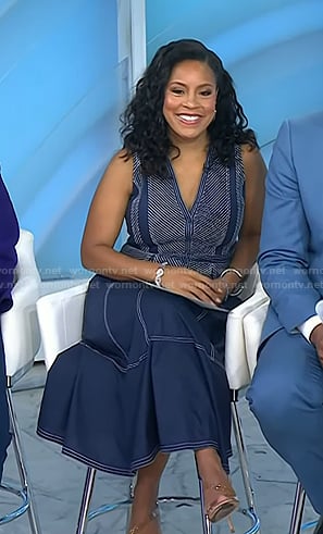 Sheinelle's blue striped v-neck dress on Today