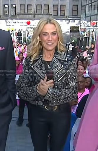Sheryl Crow's embellished leather moto jacket on Today