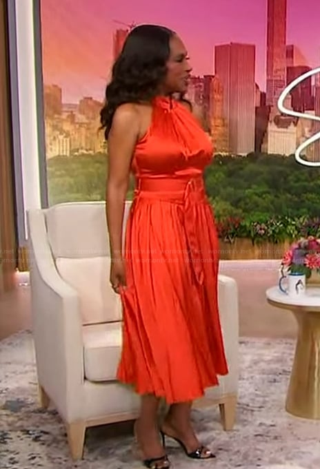 Sheryl Lee Ralph's orange belted halter dress on Sherri