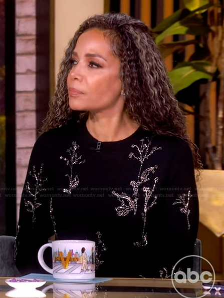 Sunny's black floral embellished maxi dress on The View