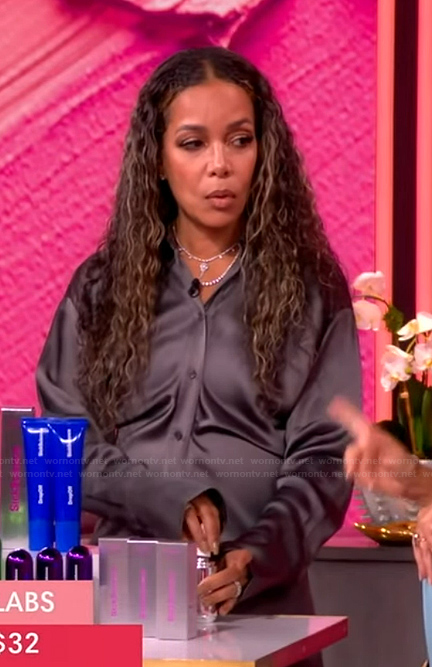 Sunny's gray satin shirtdress on The View