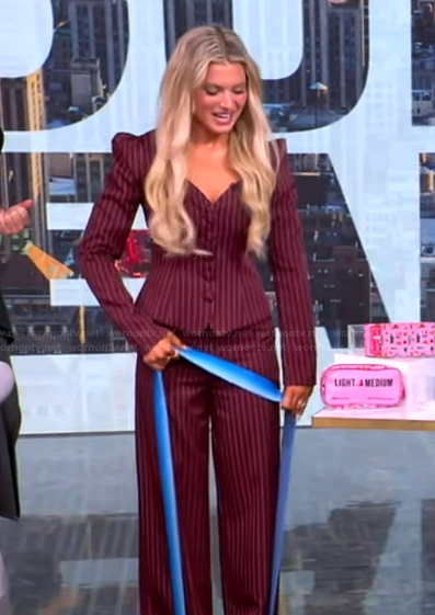 Suzie Bachman's pinstripe top and pants on The View