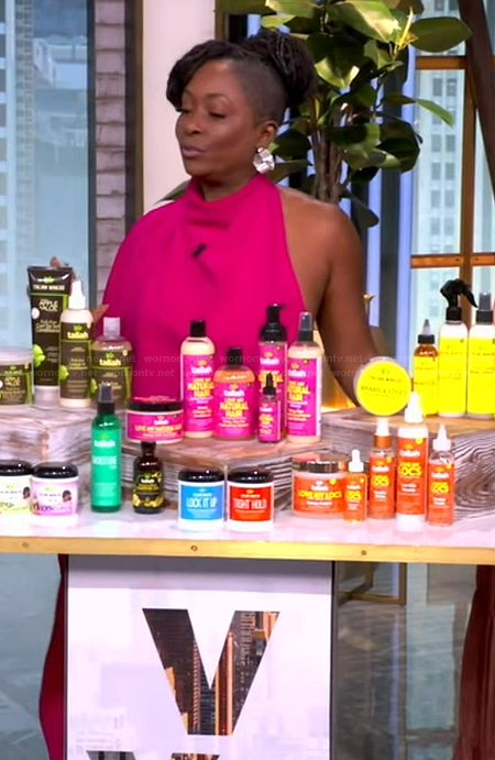 Taliah Waajid's pink one shoulder drape dress on The View