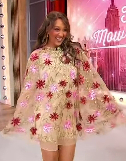 Tamera Mowry-Housley's floral embroidered mini dress on Sherri
