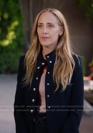 Teddy's black band collar jacket on Greys Anatomy