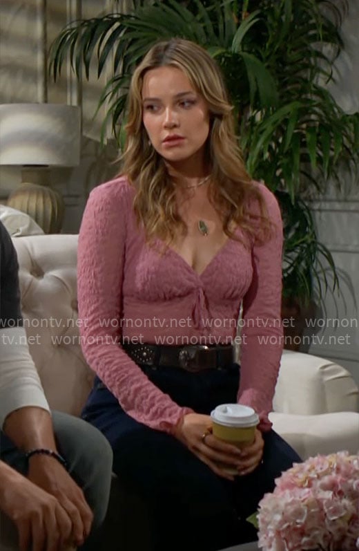 Tessa's pink textured top on The Young and the Restless