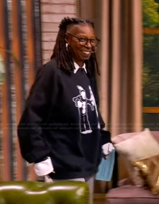 Whoopi's black ghost graphic sweatshirt on The View