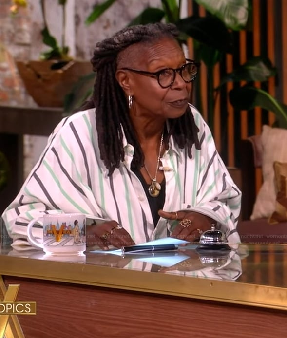 Whoopi's white striped shirt on The View