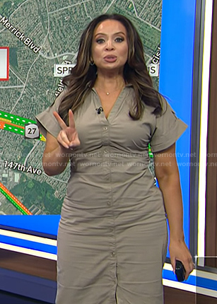 Adelle's beige short sleeve shirtdress on Today