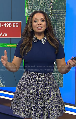 Adelle's blue print collared dress on Today